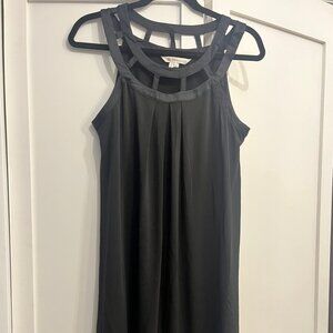 Black BCBG Generation lattice neck flowy mini dress